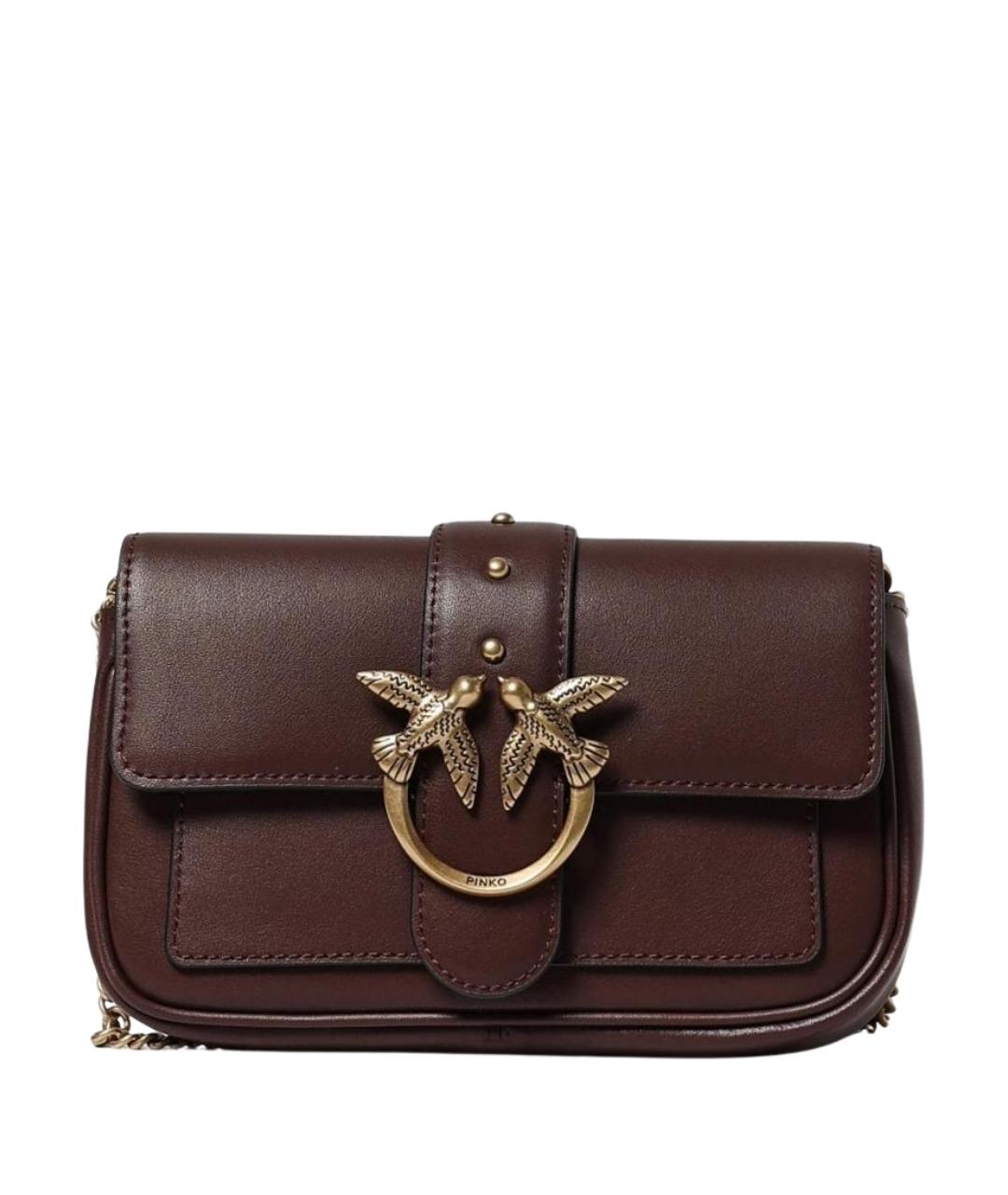 PINKO Коричневая кожаная сумка через плечо, фото 1