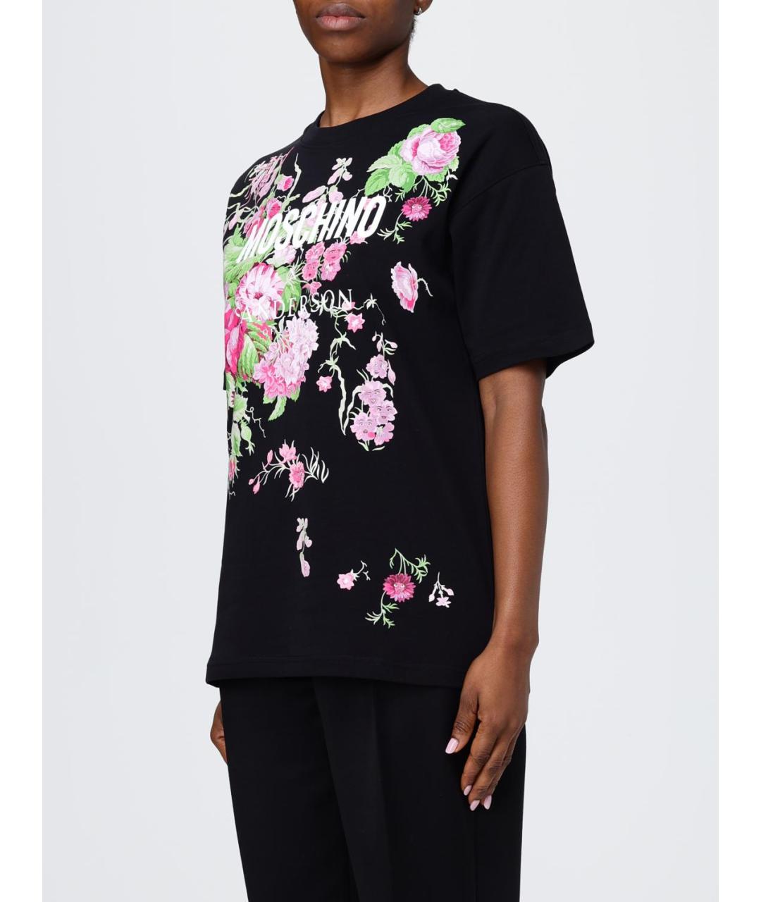 MOSCHINO Черная хлопковая футболка, фото 4