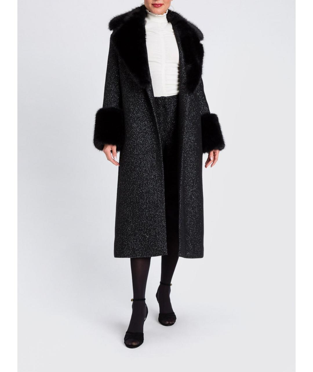 TWIN-SET Черное полиэстеровое пальто, фото 3