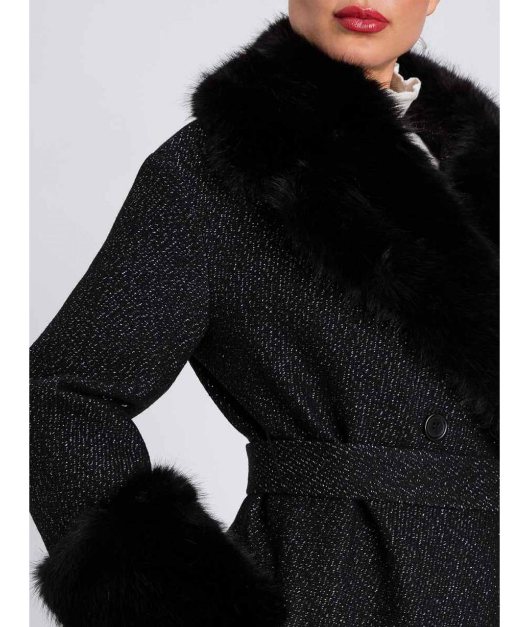 TWIN-SET Черное полиэстеровое пальто, фото 5