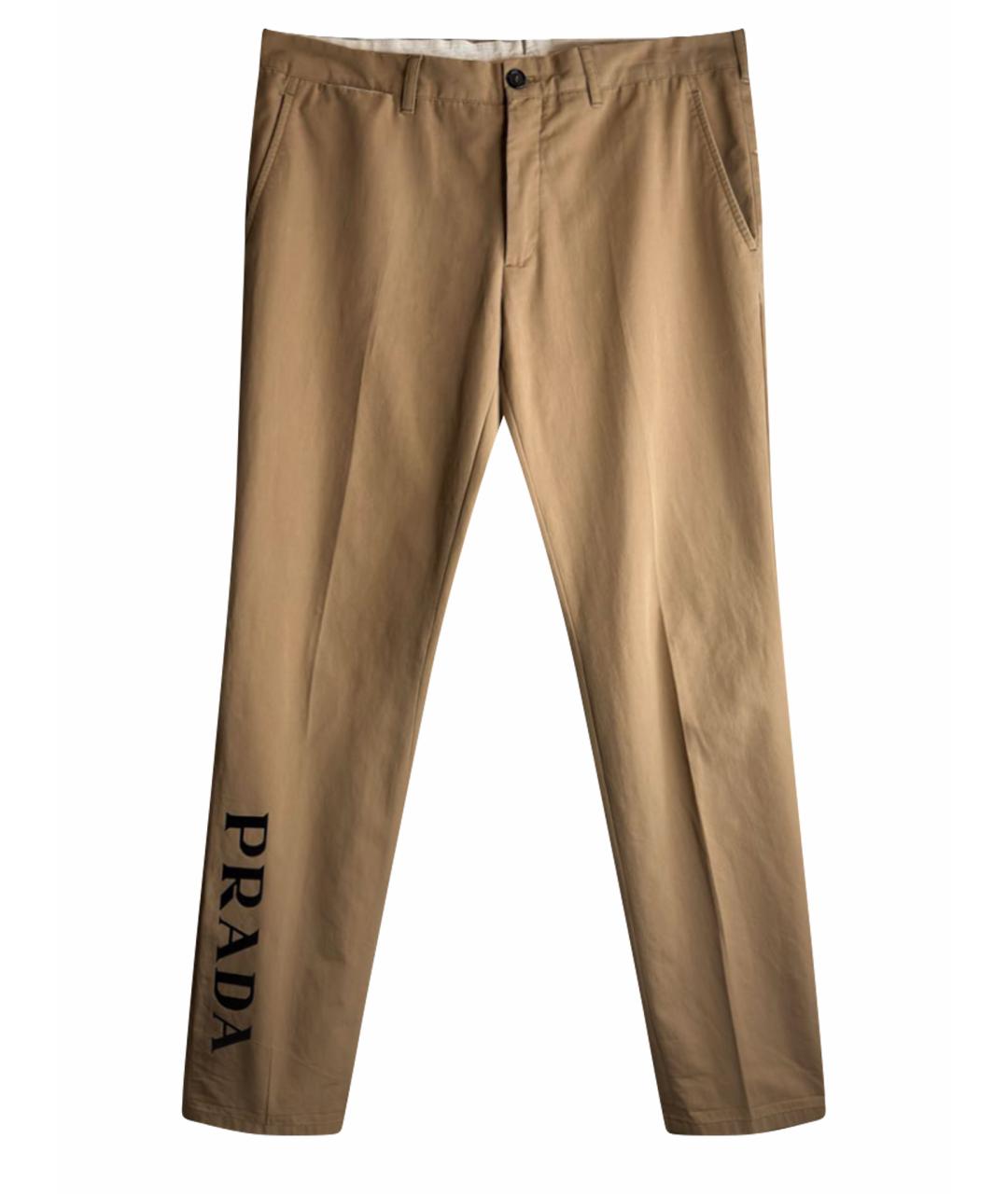 PRADA Горчичные хлопко-эластановые брюки чинос, фото 1