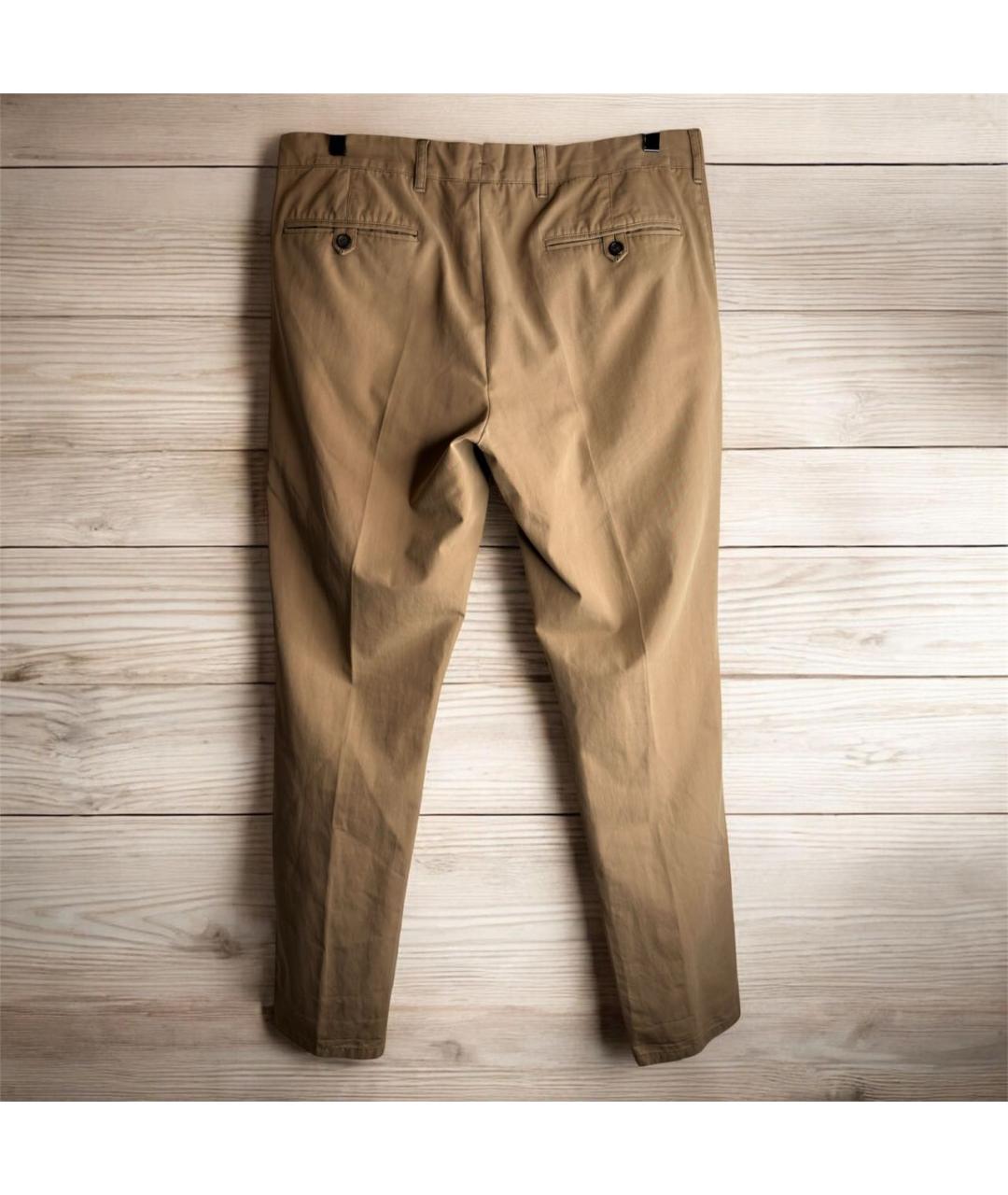 PRADA Горчичные хлопко-эластановые брюки чинос, фото 4