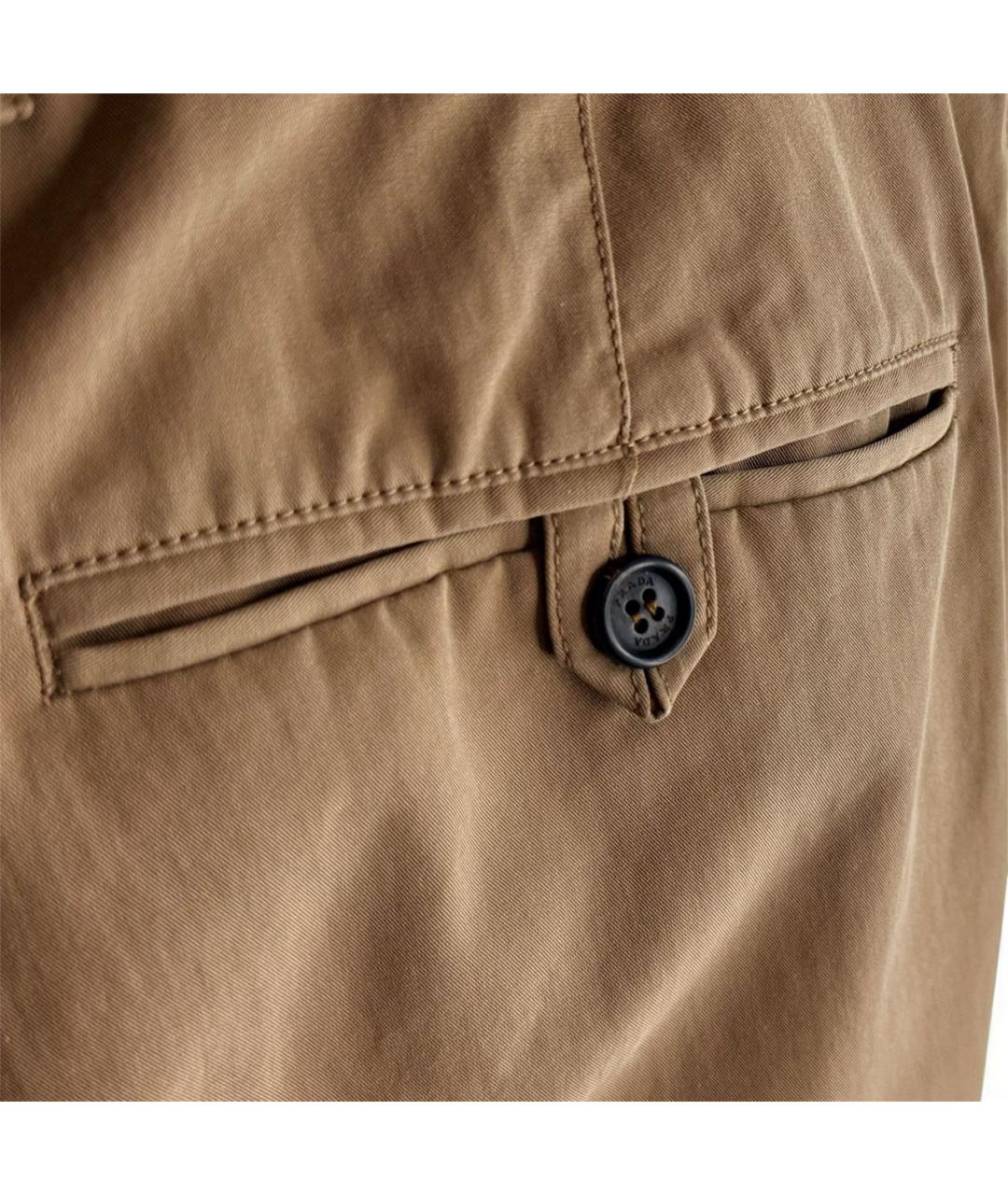 PRADA Горчичные хлопко-эластановые брюки чинос, фото 5