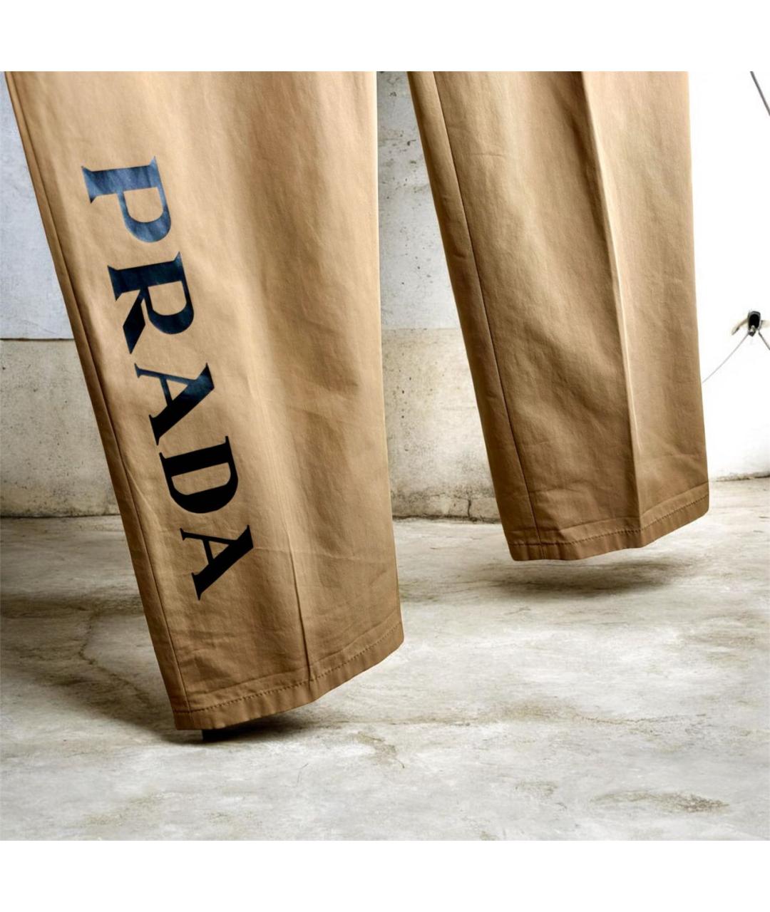 PRADA Горчичные хлопко-эластановые брюки чинос, фото 3