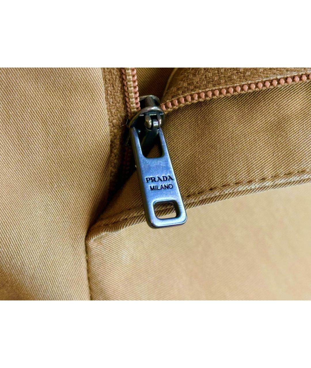 PRADA Горчичные хлопко-эластановые брюки чинос, фото 7