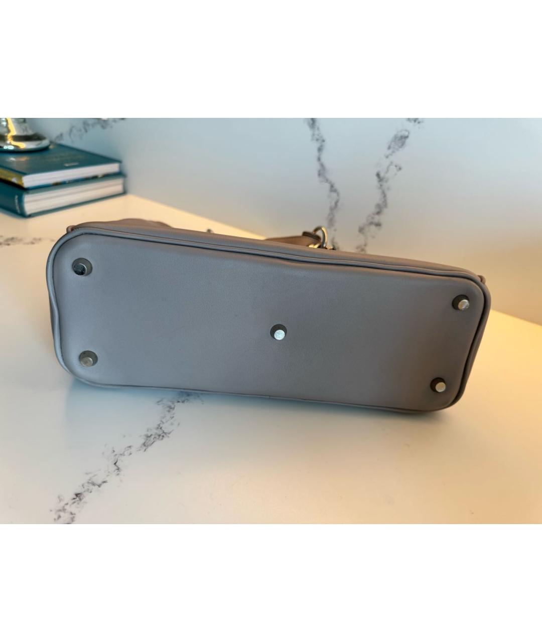 CHRISTIAN DIOR Серая кожаная сумка с короткими ручками, фото 4