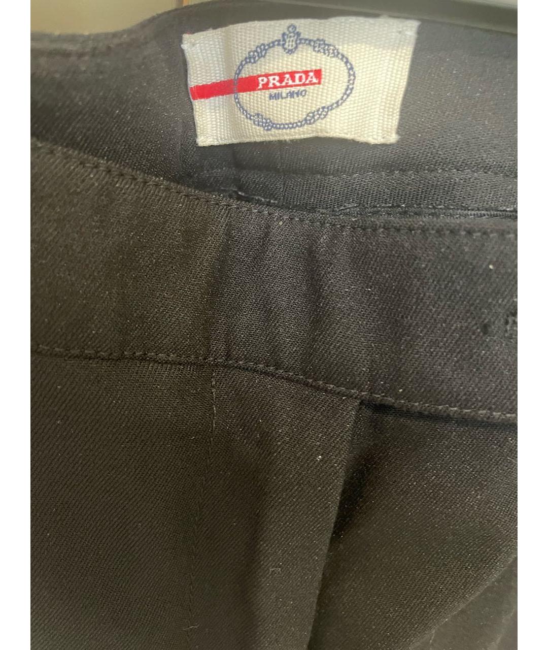 PRADA Черные хлопковые прямые брюки, фото 3