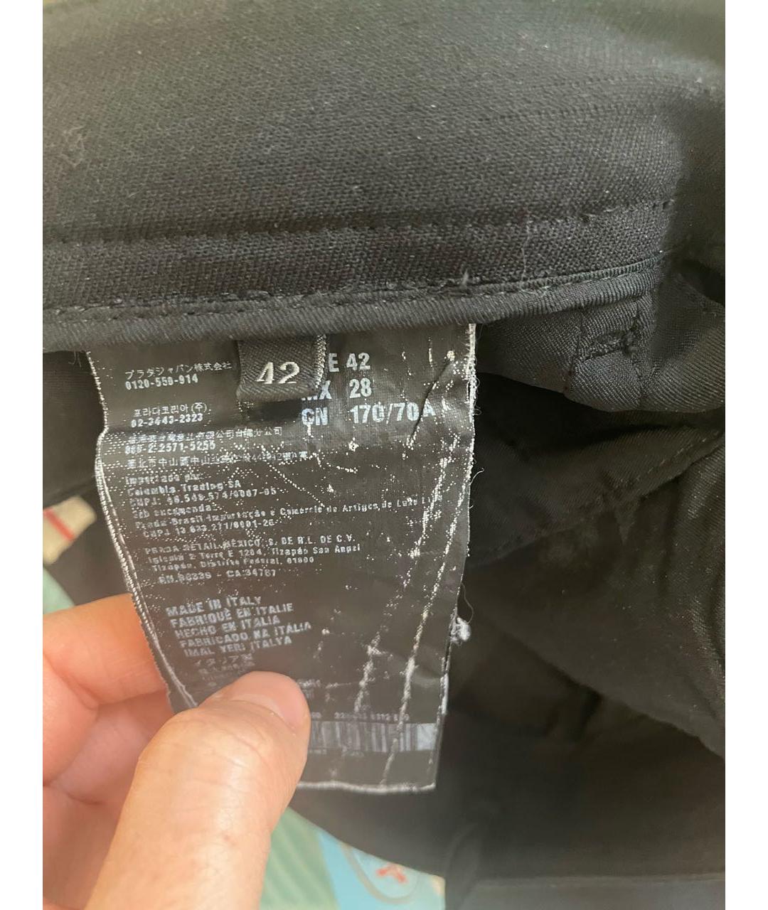 PRADA Черные хлопковые прямые брюки, фото 5