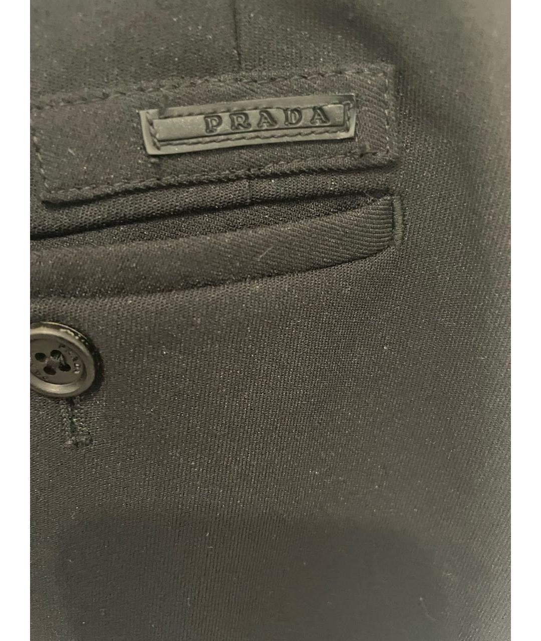 PRADA Черные хлопковые прямые брюки, фото 4