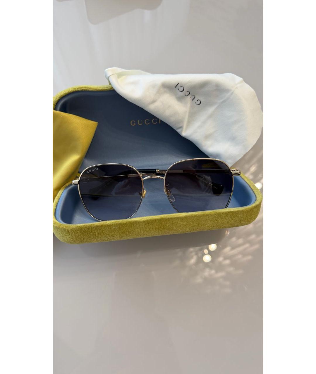 GUCCI Коричневые металлические солнцезащитные очки, фото 7