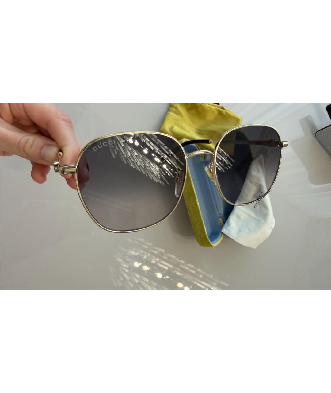 GUCCI Коричневые металлические солнцезащитные очки, фото 3