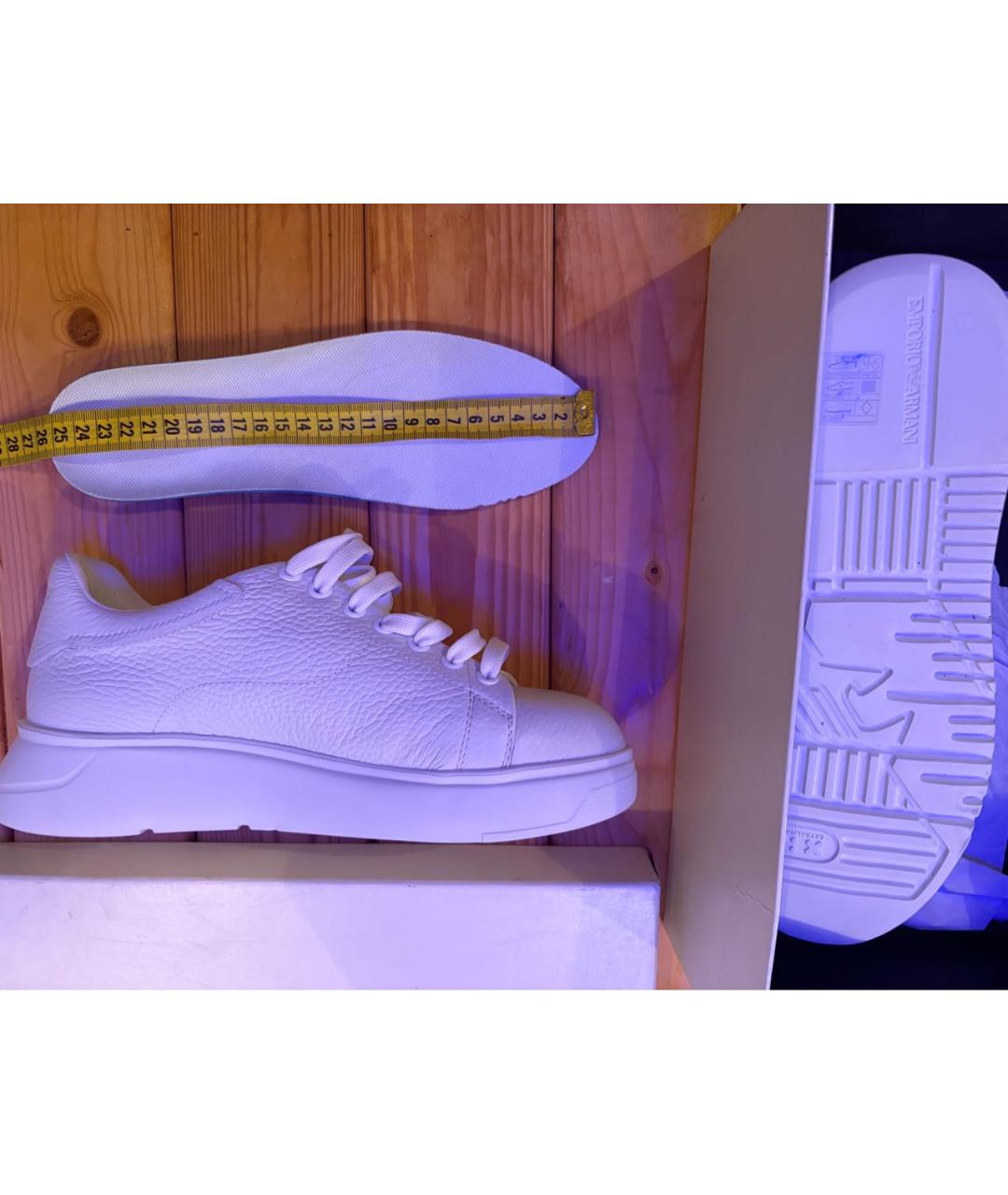 EMPORIO ARMANI Белые кожаные кроссовки, фото 5