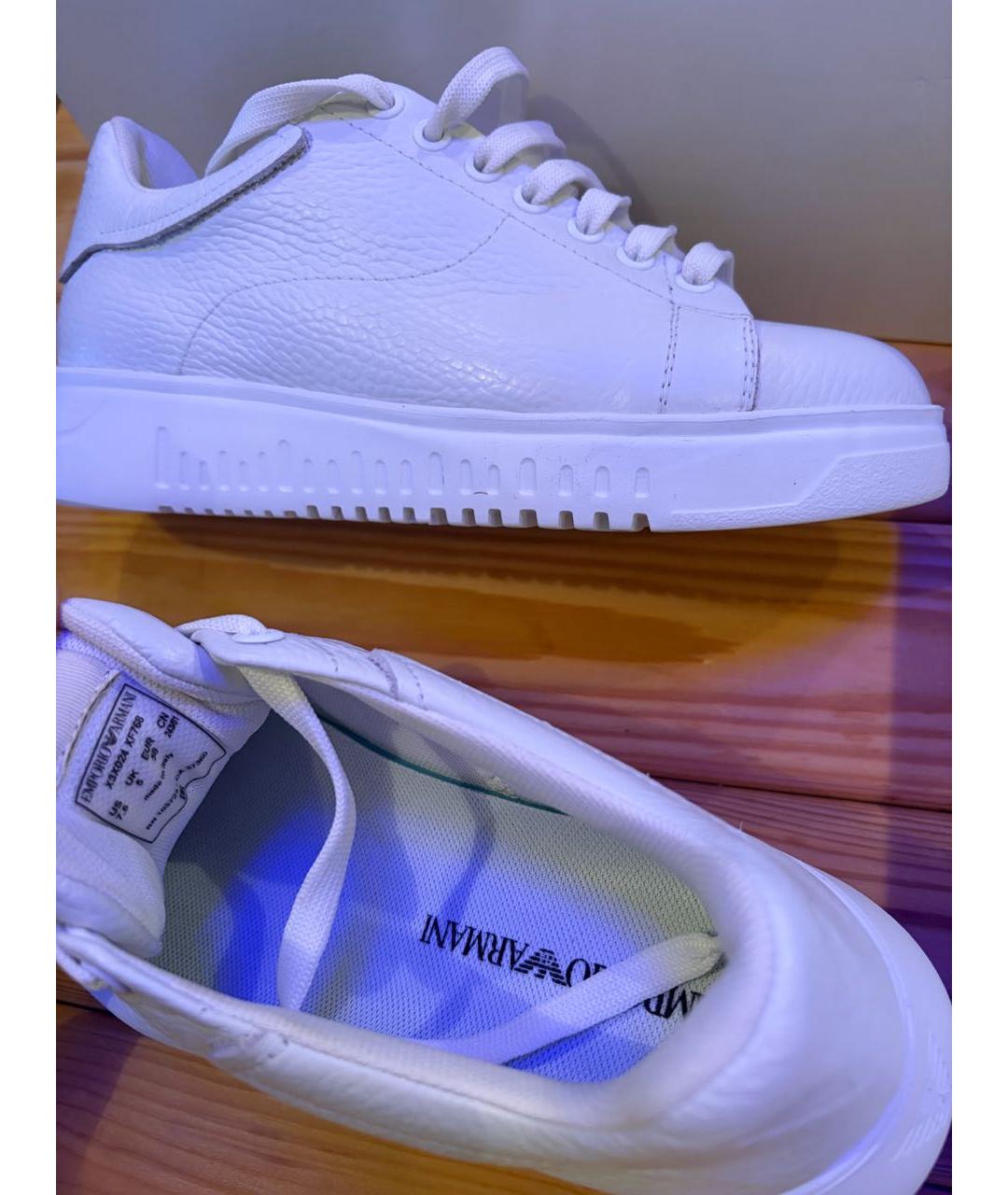 EMPORIO ARMANI Белые кожаные кроссовки, фото 8