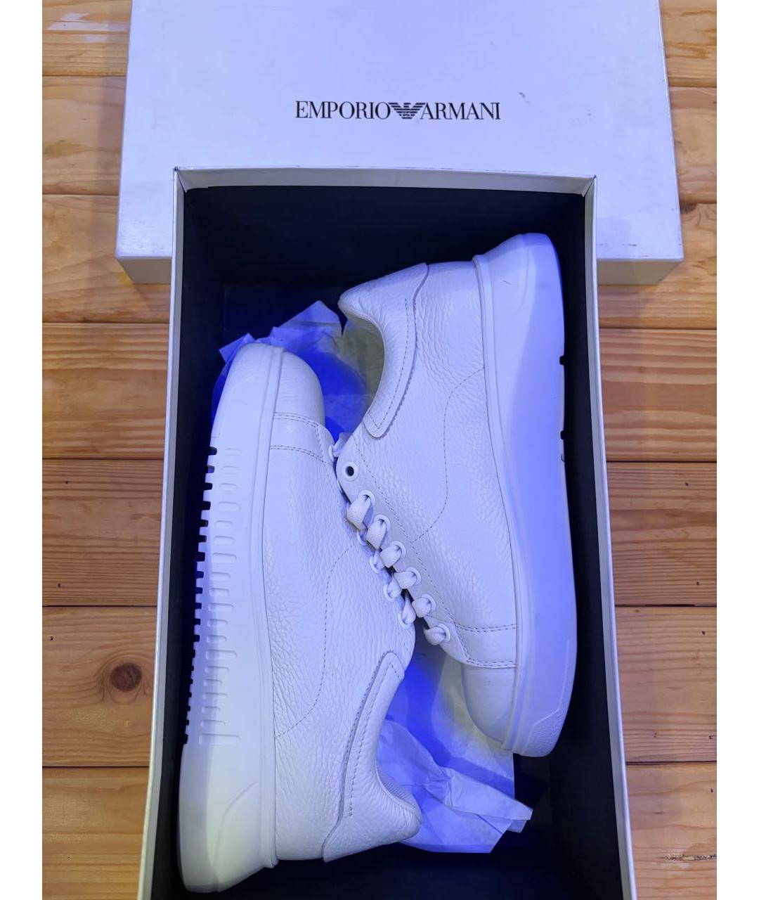 EMPORIO ARMANI Белые кожаные кроссовки, фото 4