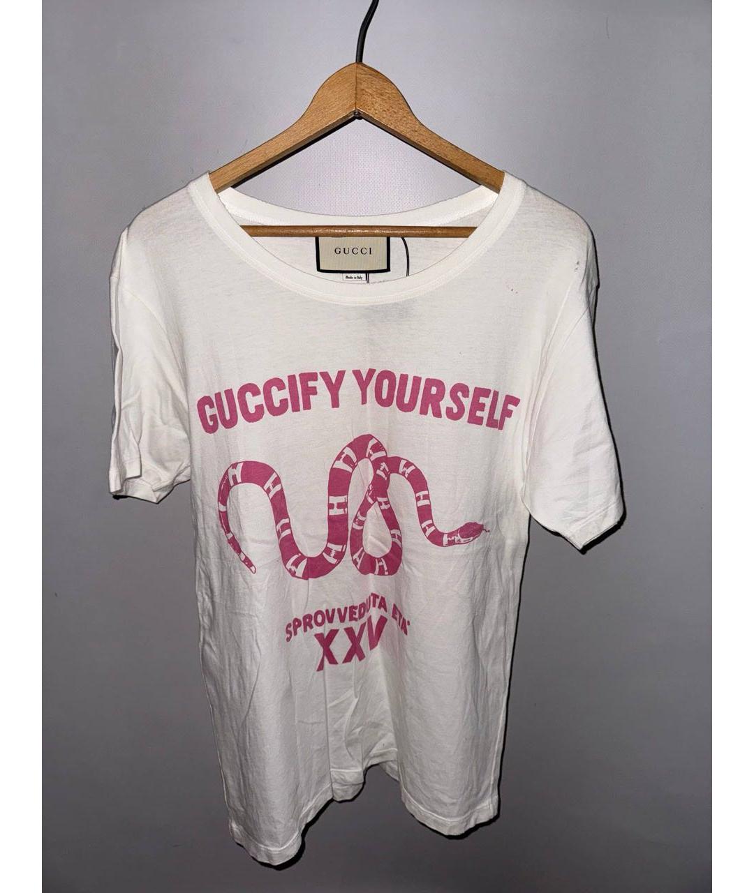 GUCCI Белая хлопковая футболка, фото 3