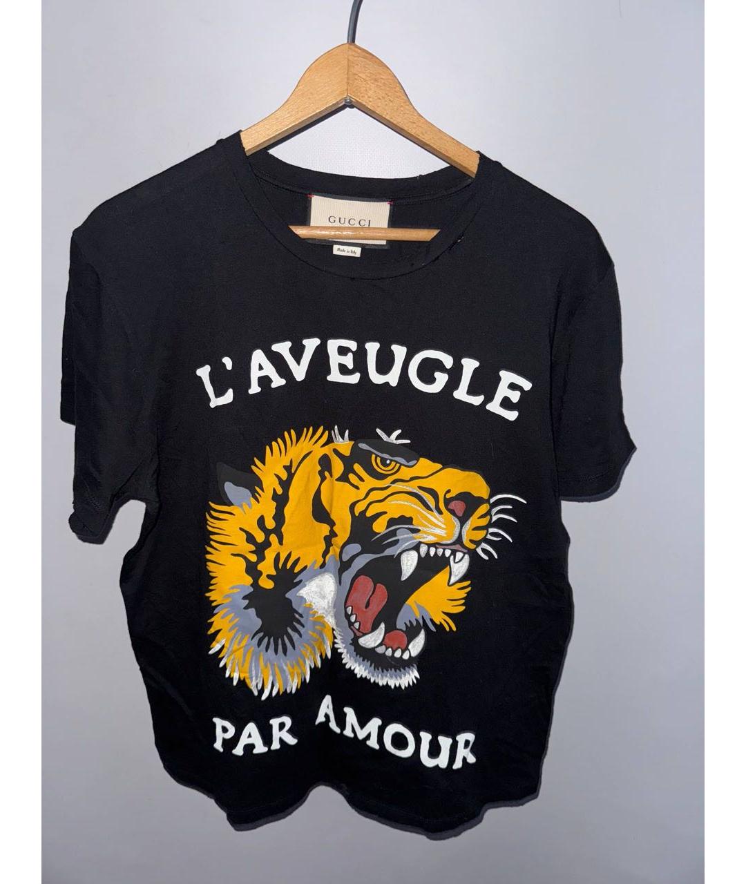 GUCCI Черная хлопковая футболка, фото 3