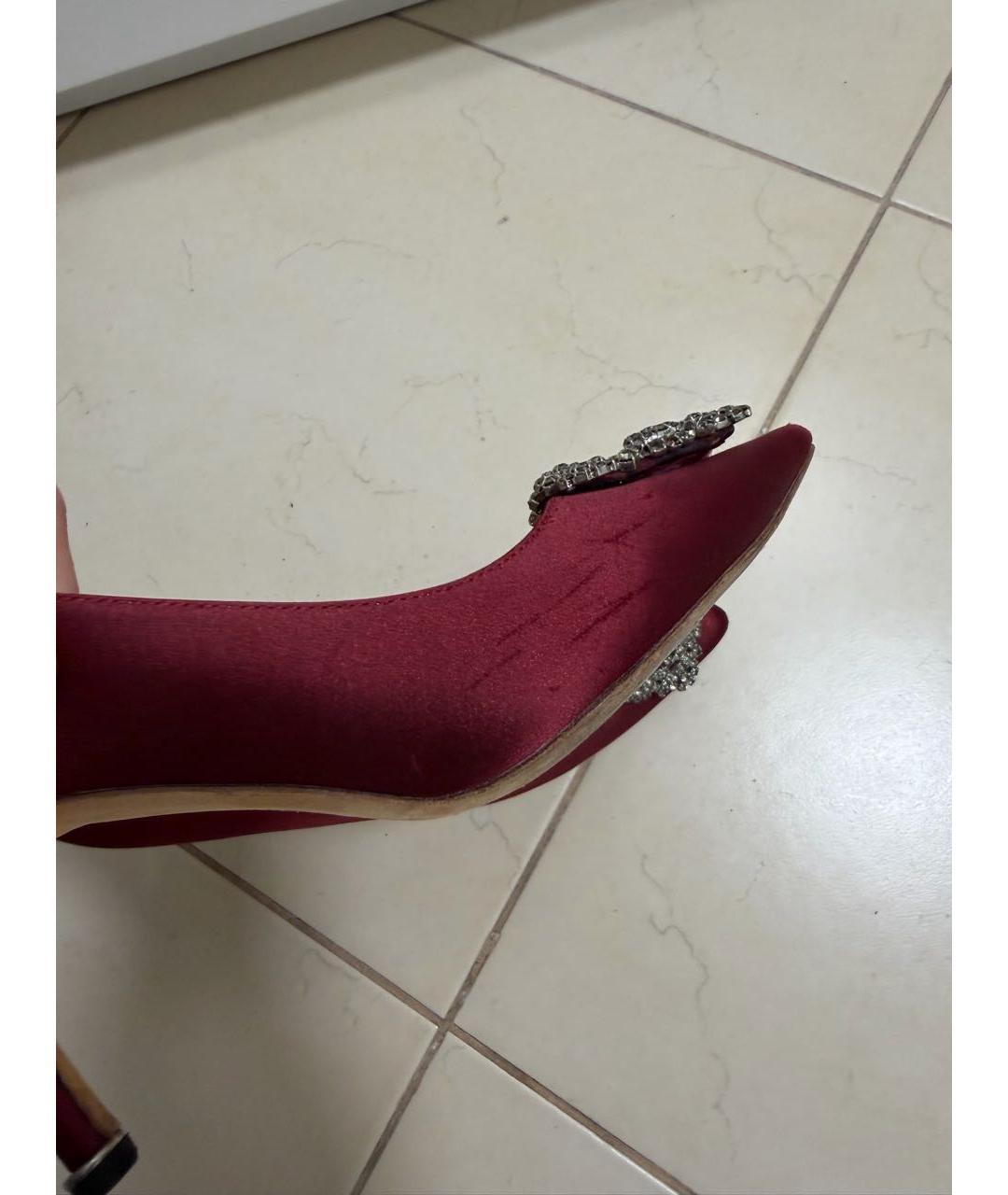 MANOLO BLAHNIK Бордовые текстильные туфли, фото 8