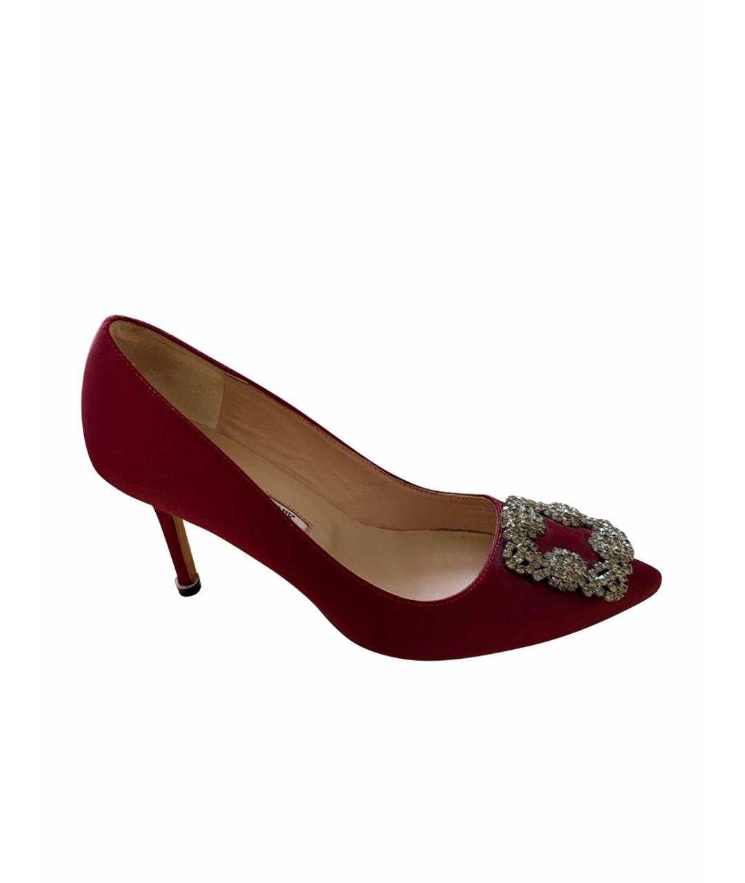 MANOLO BLAHNIK Бордовые текстильные туфли, фото 1