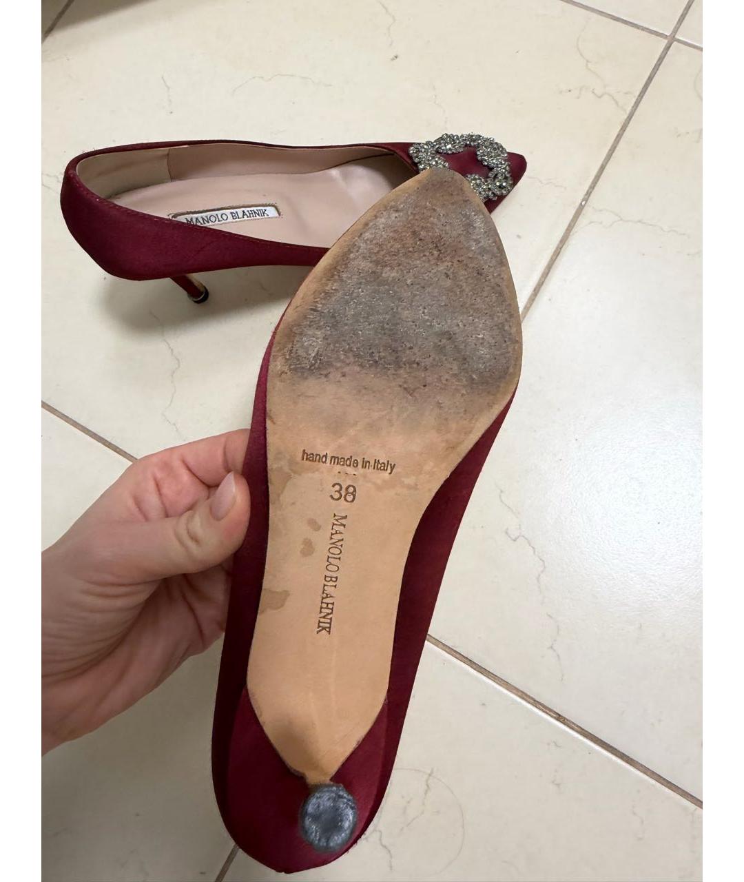 MANOLO BLAHNIK Бордовые текстильные туфли, фото 7