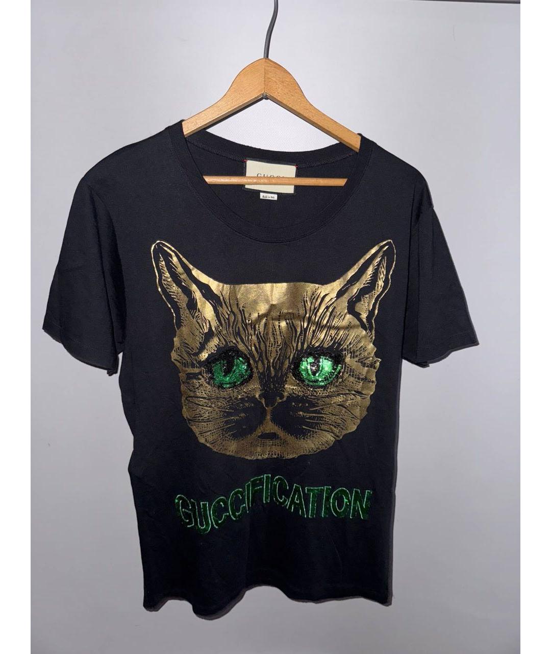 GUCCI Черная хлопковая футболка, фото 3
