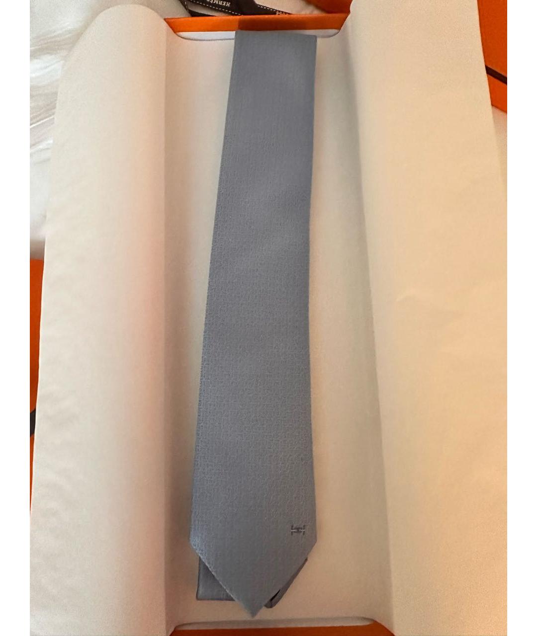 HERMES Голубой шелковый галстук, фото 2