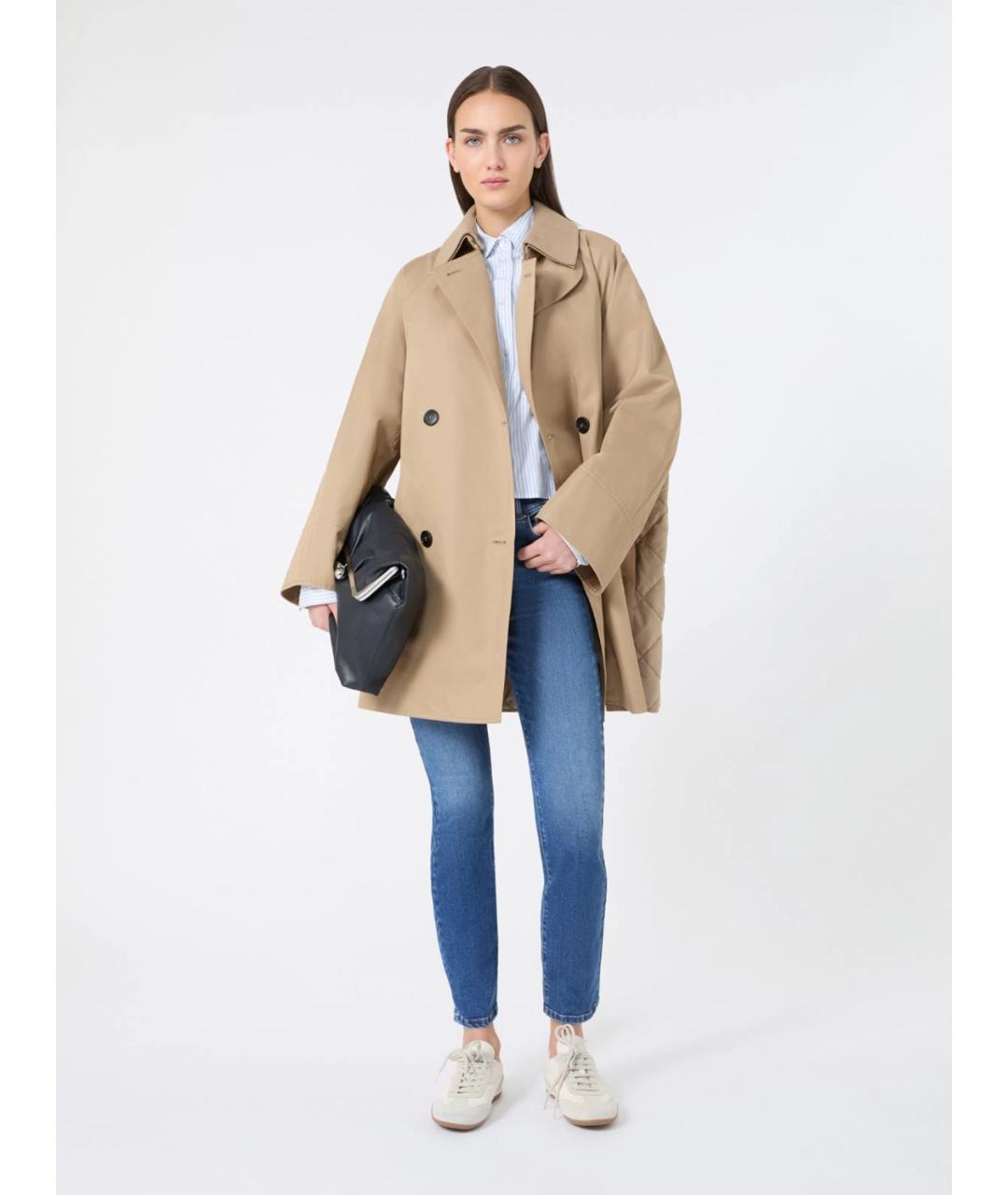 WEEKEND MAX MARA Бежевый хлопковый тренч/плащ, фото 2