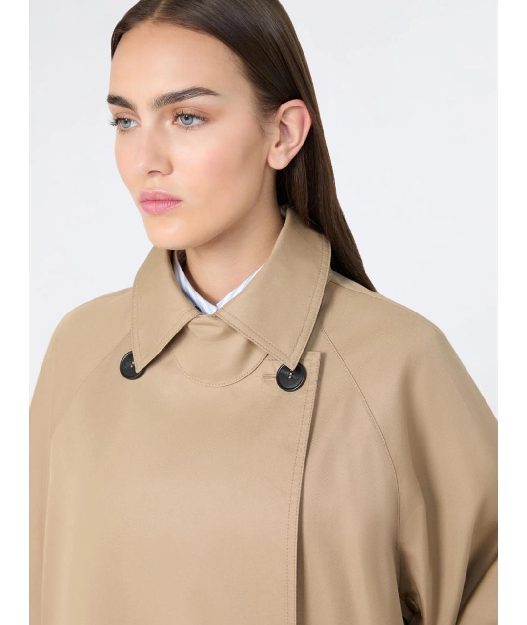 WEEKEND MAX MARA Бежевый хлопковый тренч/плащ, фото 4