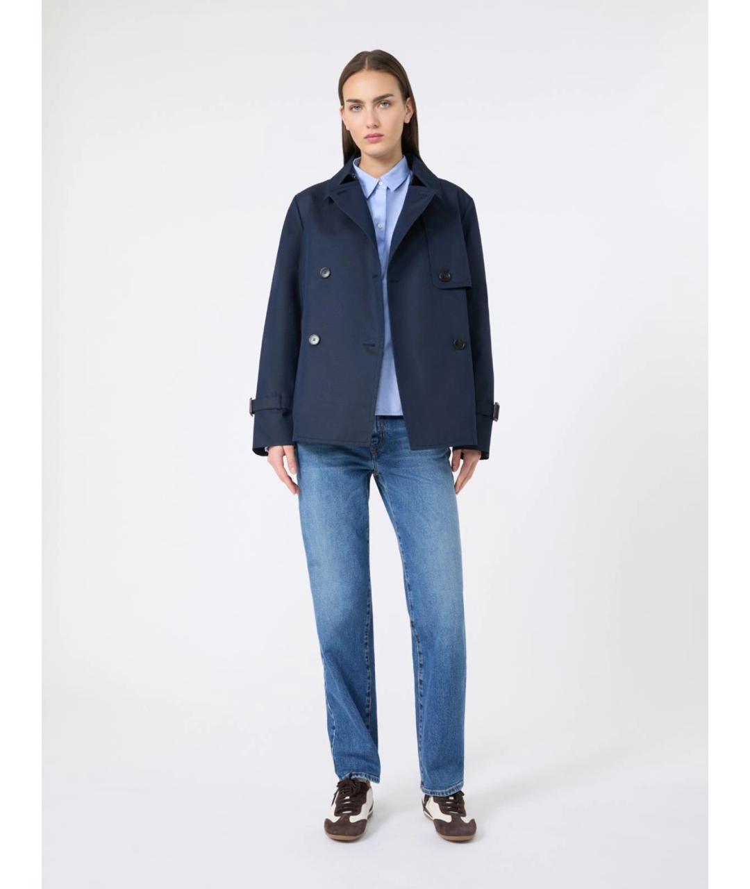 WEEKEND MAX MARA Темно-синий хлопковый тренч/плащ, фото 2