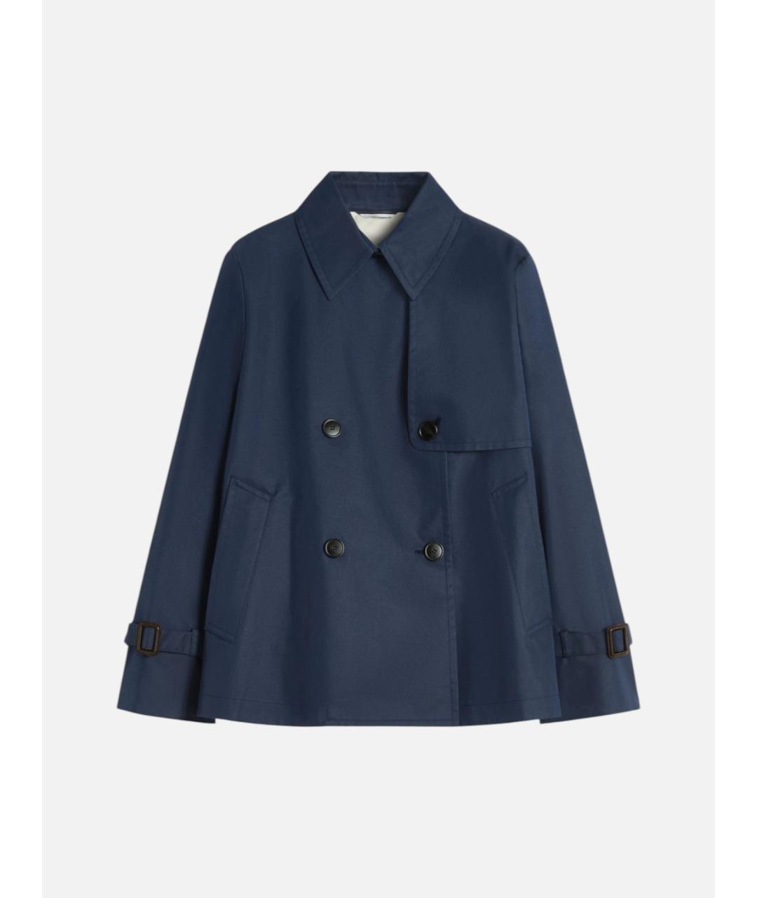 WEEKEND MAX MARA Темно-синий хлопковый тренч/плащ, фото 6