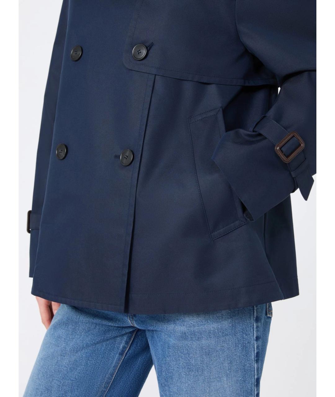 WEEKEND MAX MARA Темно-синий хлопковый тренч/плащ, фото 5