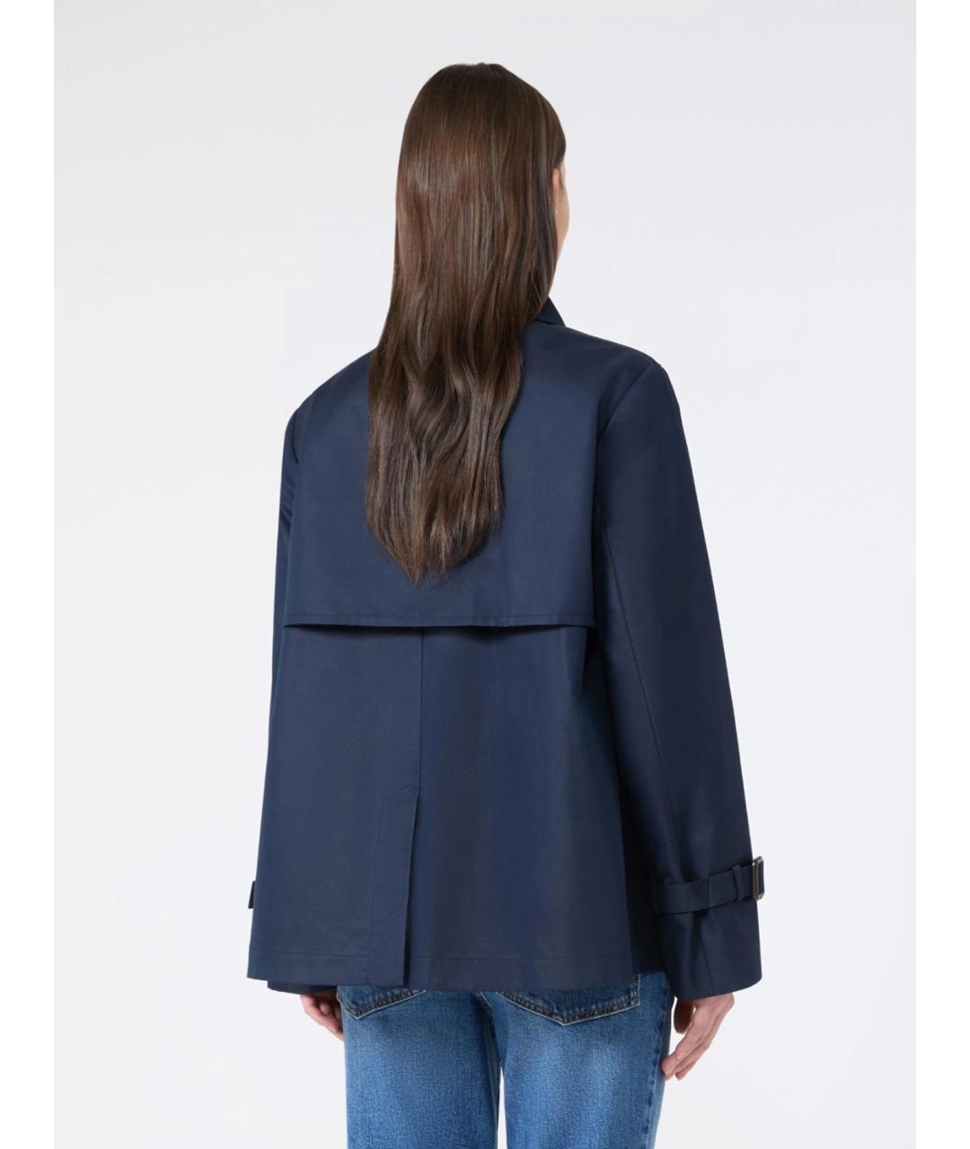 WEEKEND MAX MARA Темно-синий хлопковый тренч/плащ, фото 4