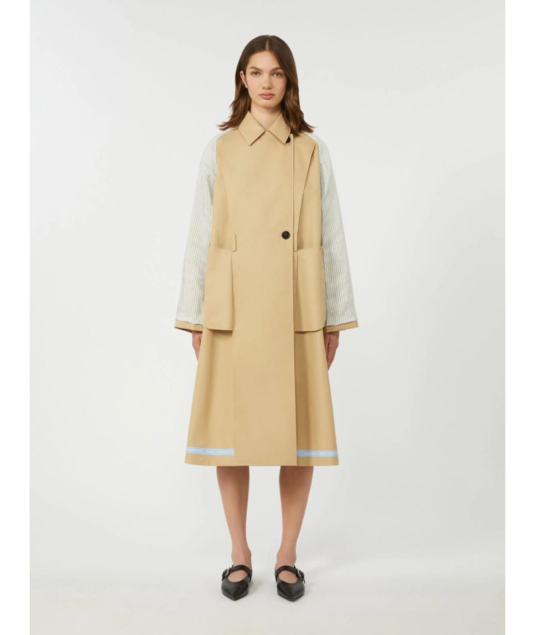 WEEKEND MAX MARA Бежевый хлопковый тренч/плащ, фото 5