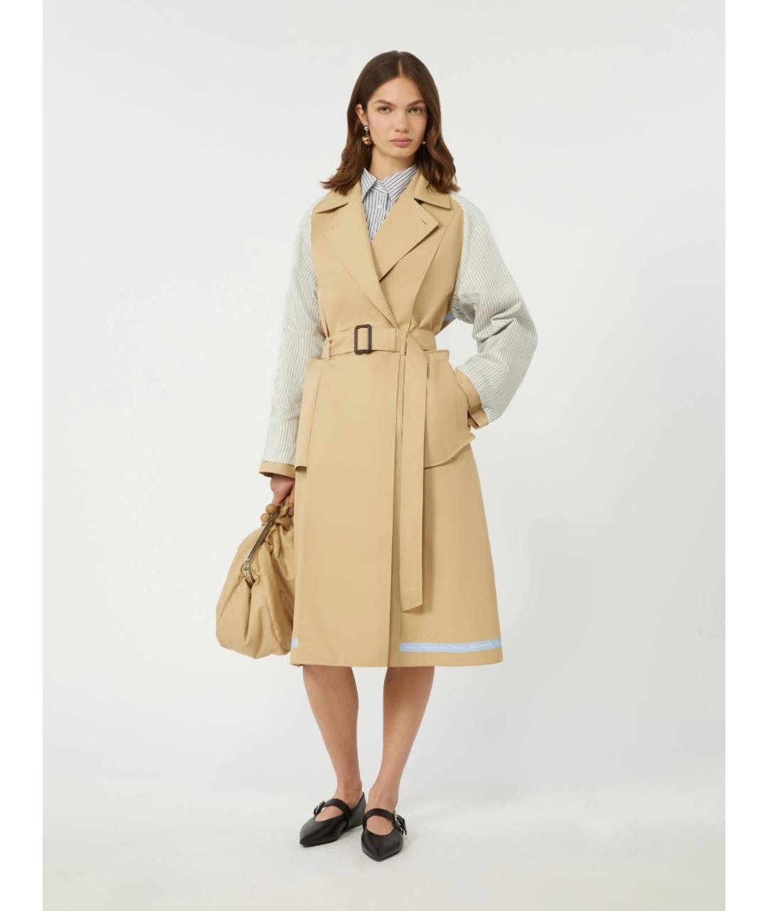 WEEKEND MAX MARA Бежевый хлопковый тренч/плащ, фото 2