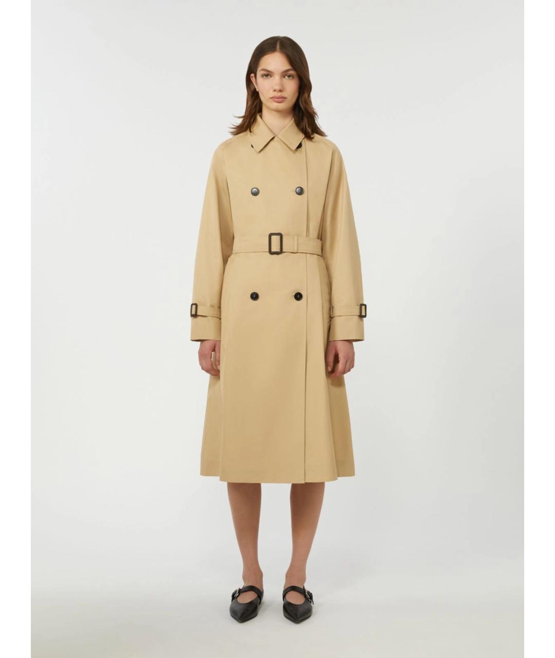 WEEKEND MAX MARA Бежевый хлопковый тренч/плащ, фото 3