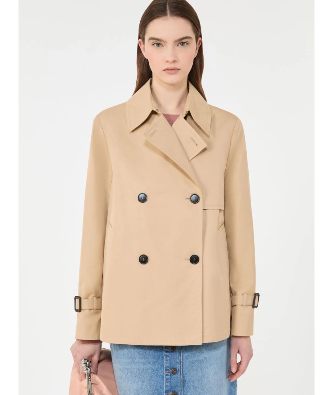WEEKEND MAX MARA Бежевый хлопковый тренч/плащ, фото 4