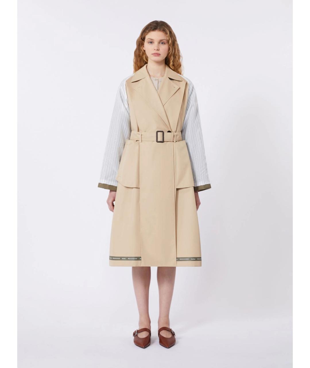 WEEKEND MAX MARA Бежевый хлопковый тренч/плащ, фото 5