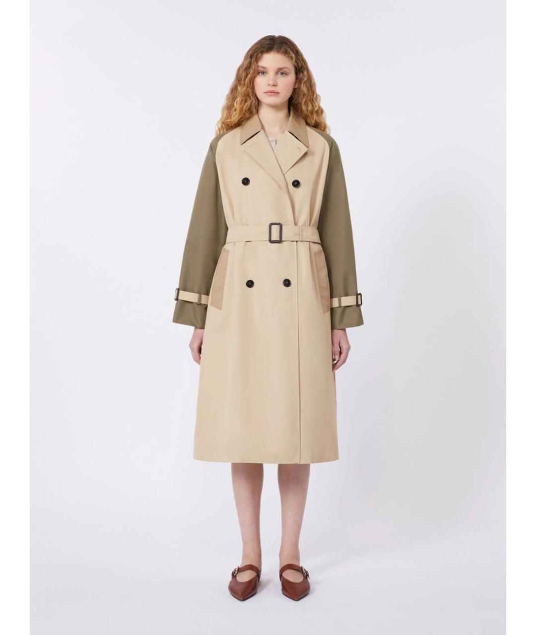 WEEKEND MAX MARA Бежевый хлопковый тренч/плащ, фото 3