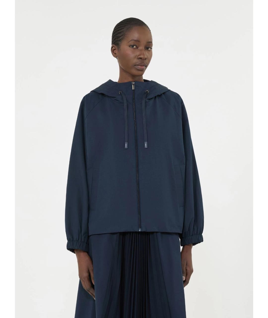 WEEKEND MAX MARA Темно-синяя полиэстеровая куртка, фото 6