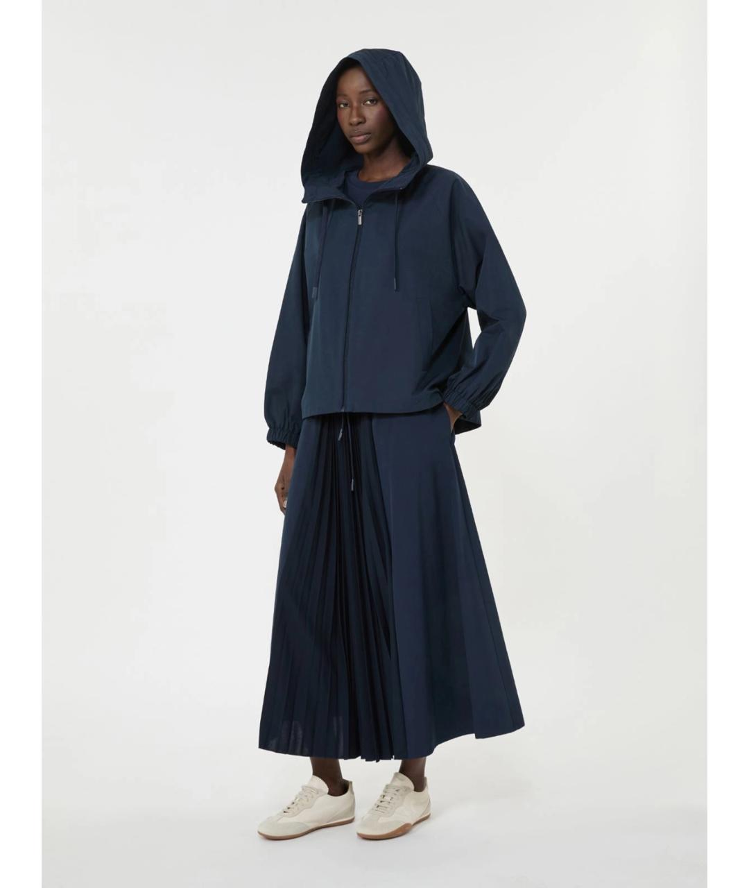 WEEKEND MAX MARA Темно-синяя полиэстеровая куртка, фото 4