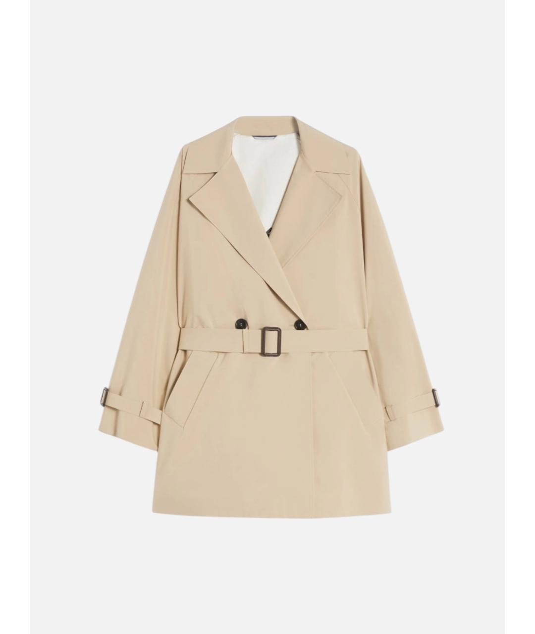 WEEKEND MAX MARA Бежевый полиэстеровый тренч/плащ, фото 5