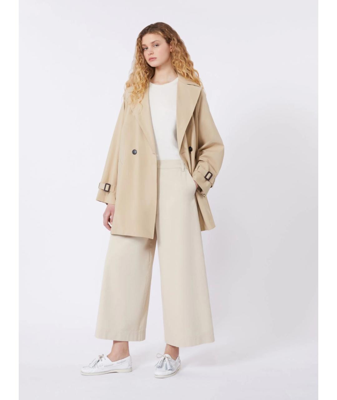 WEEKEND MAX MARA Бежевый полиэстеровый тренч/плащ, фото 2