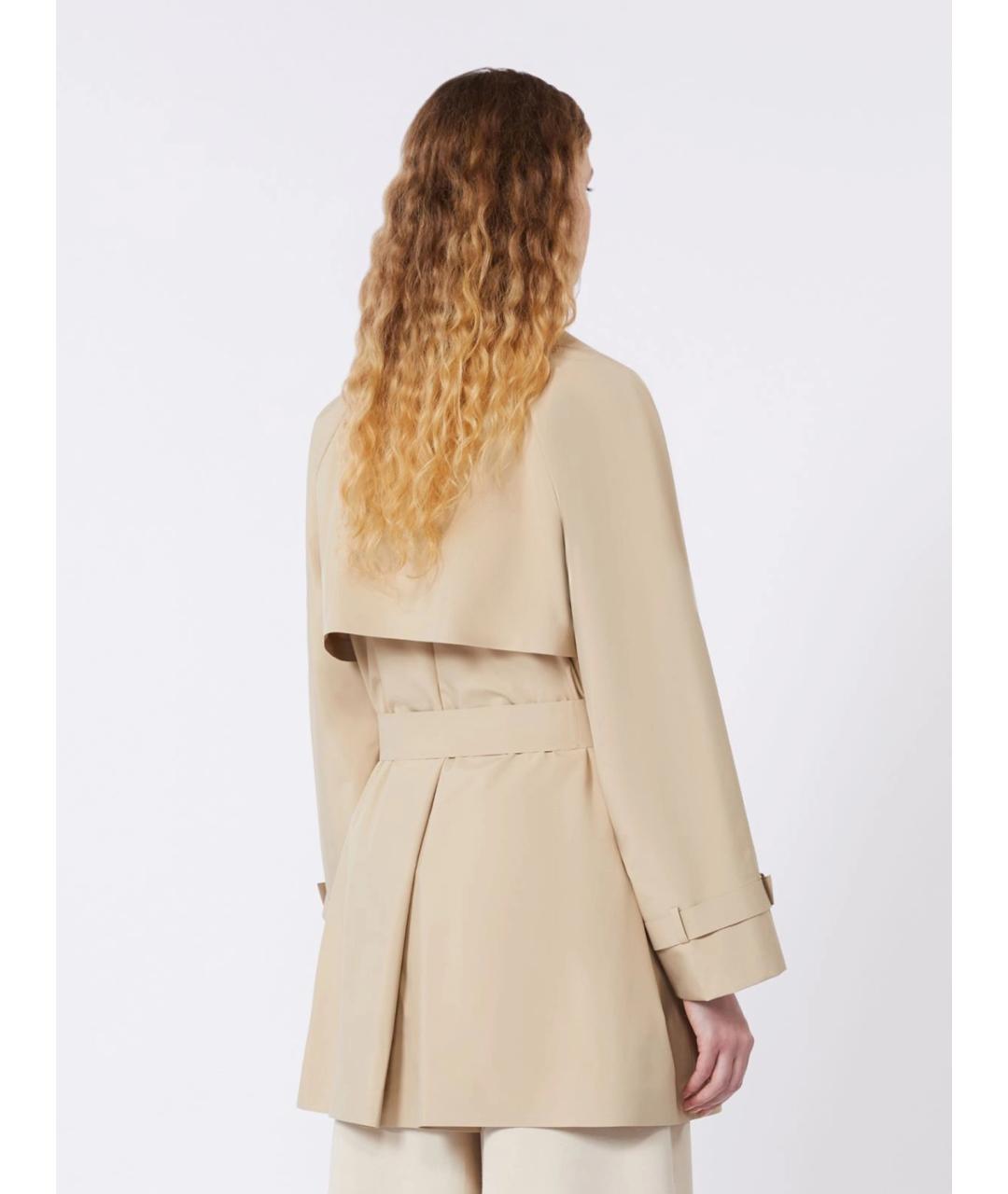 WEEKEND MAX MARA Бежевый полиэстеровый тренч/плащ, фото 4