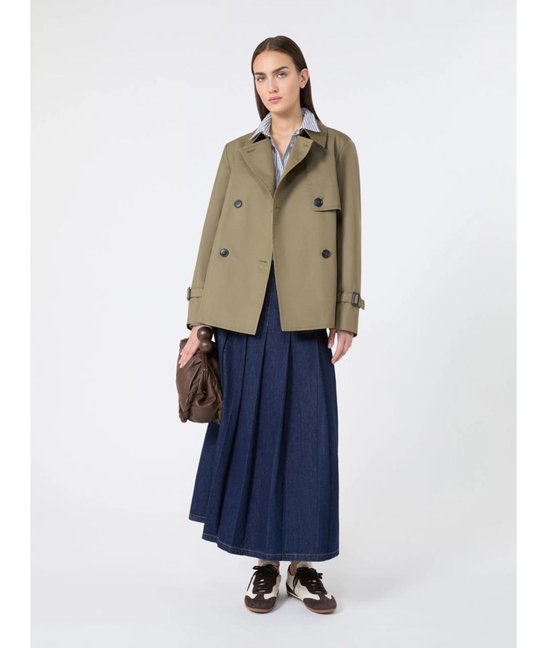 WEEKEND MAX MARA Зеленый хлопковый тренч/плащ, фото 2