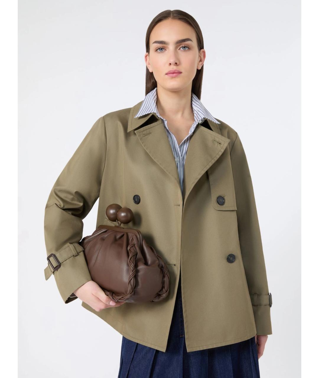 WEEKEND MAX MARA Зеленый хлопковый тренч/плащ, фото 4