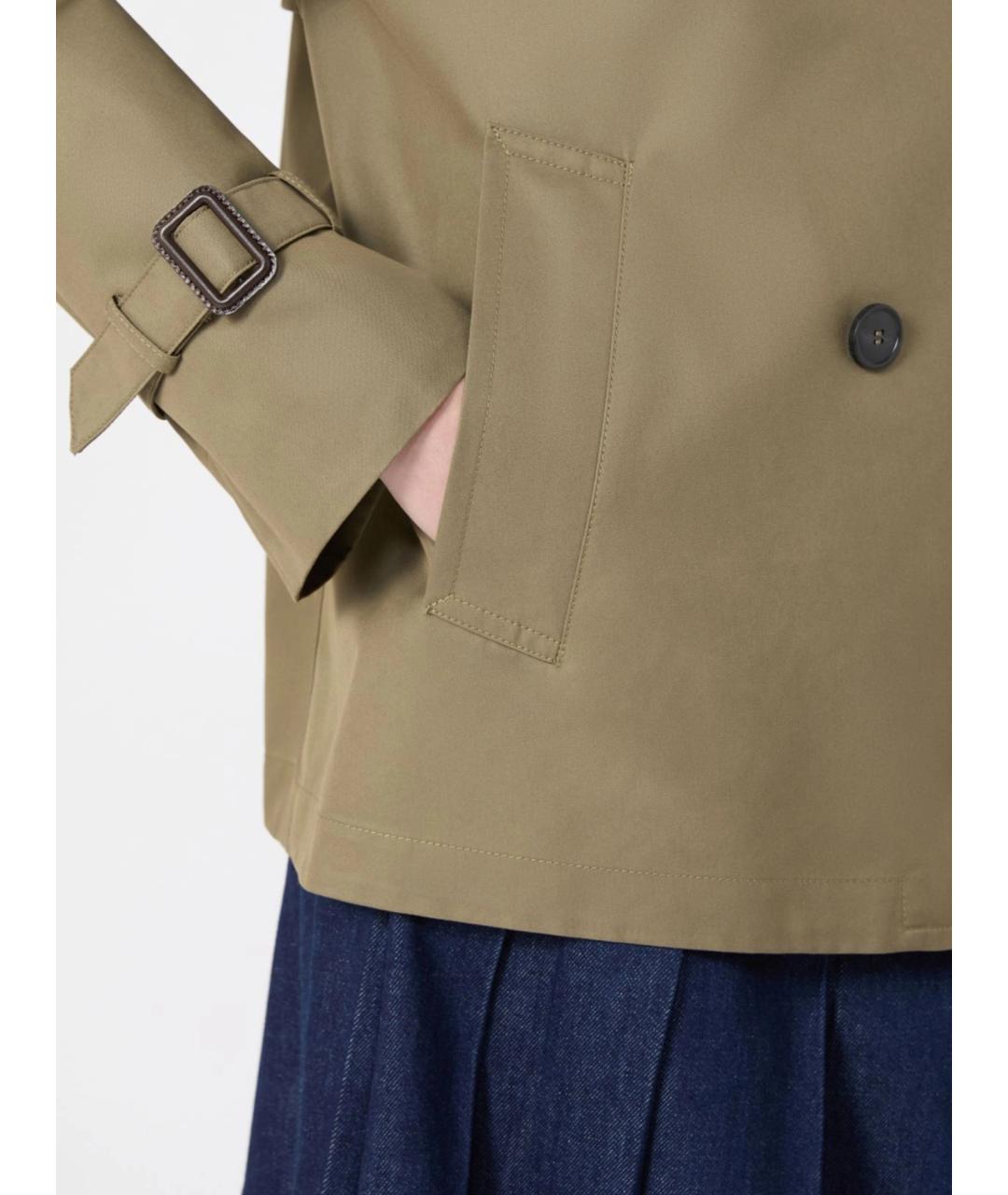 WEEKEND MAX MARA Зеленый хлопковый тренч/плащ, фото 5