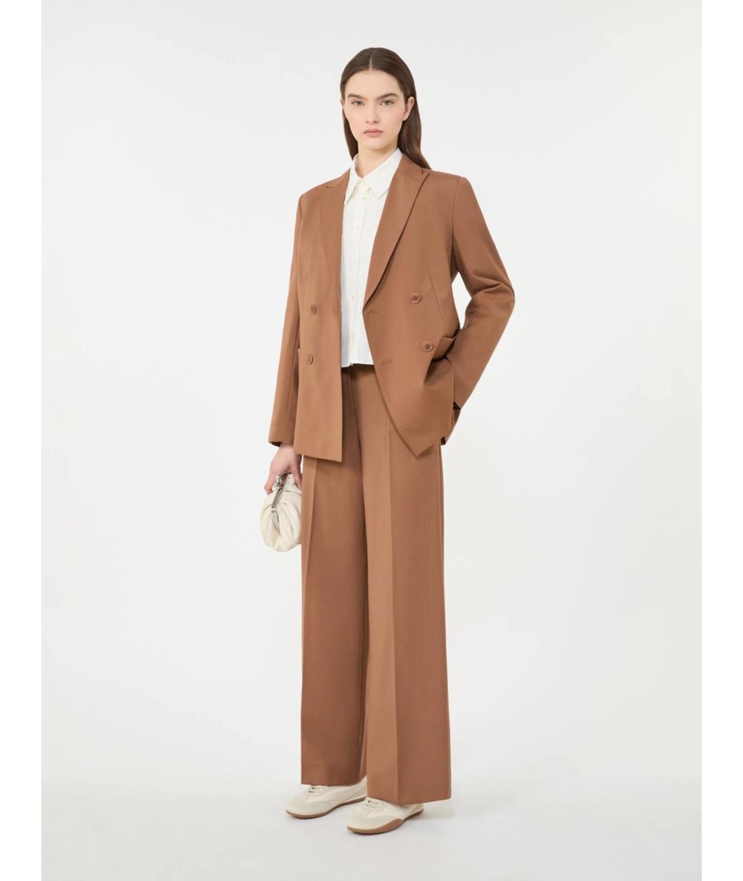 WEEKEND MAX MARA Коричневый шерстяной жакет/пиджак, фото 2