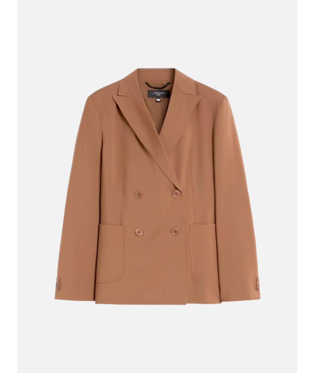 WEEKEND MAX MARA Коричневый шерстяной жакет/пиджак, фото 5