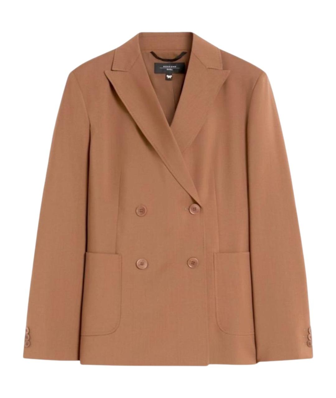 WEEKEND MAX MARA Коричневый шерстяной жакет/пиджак, фото 1