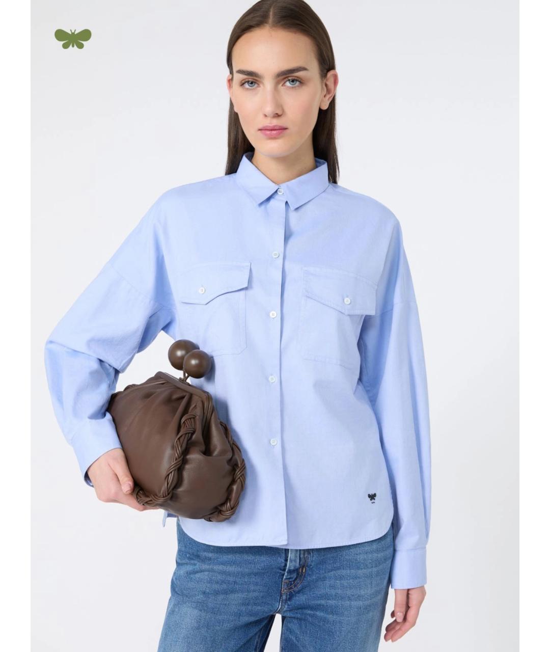 WEEKEND MAX MARA Синяя хлопковая рубашка, фото 5