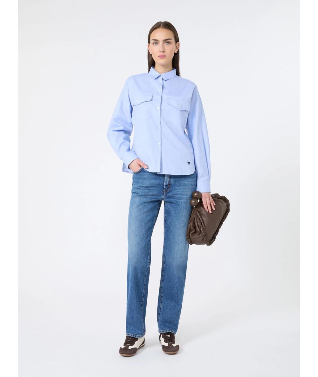 WEEKEND MAX MARA Синяя хлопковая рубашка, фото 2
